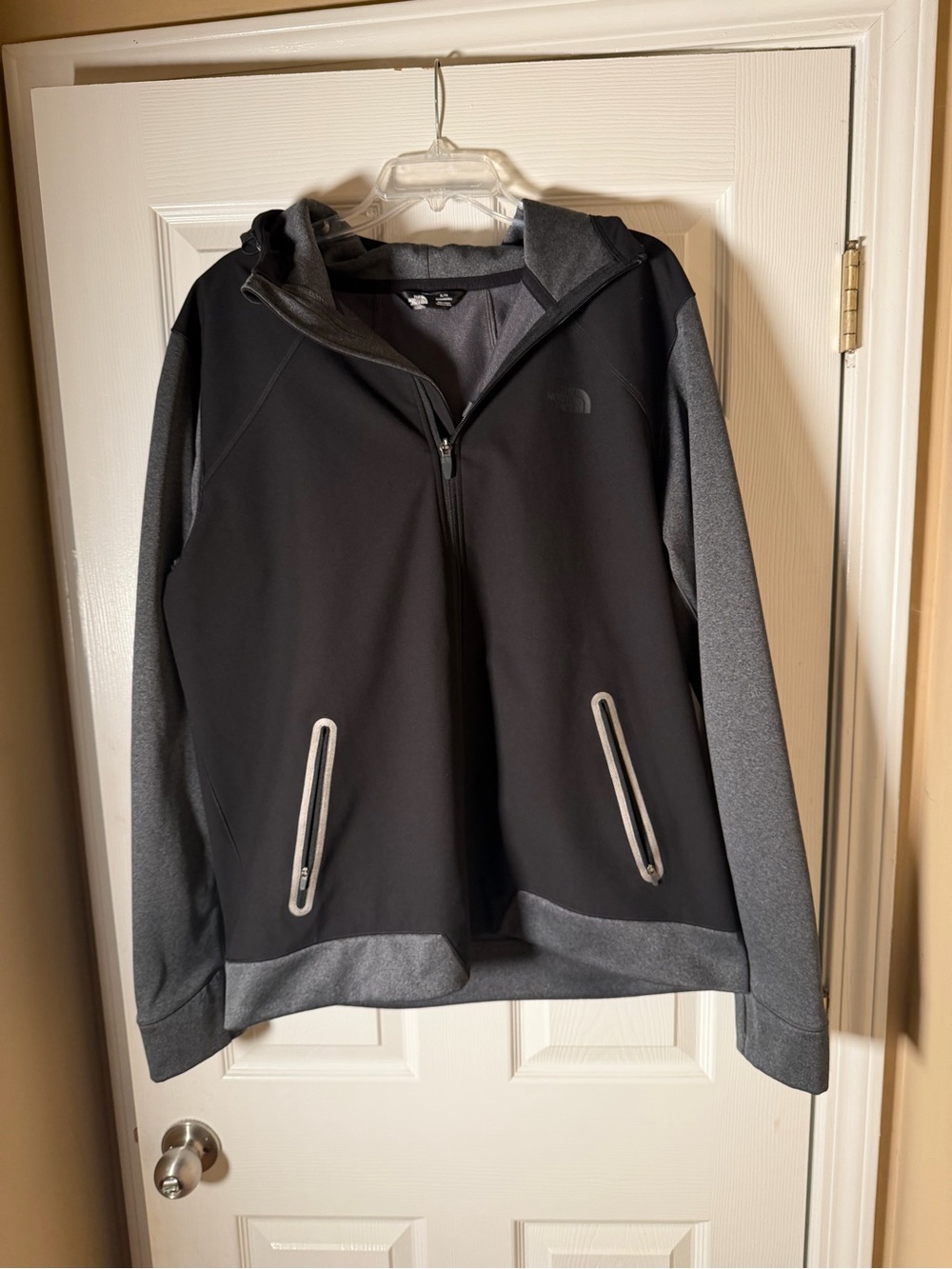 The North Face Men's Black and Gray Hooded Kilowatt Varsity Jacket XL